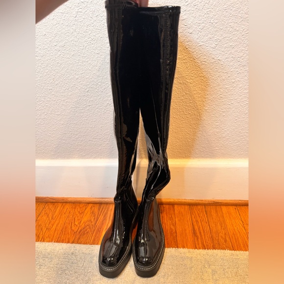 New! $225 Sam Edelman Lydia Over The Knee Boots patent leather tall chunky lug - Picture 9 of 12